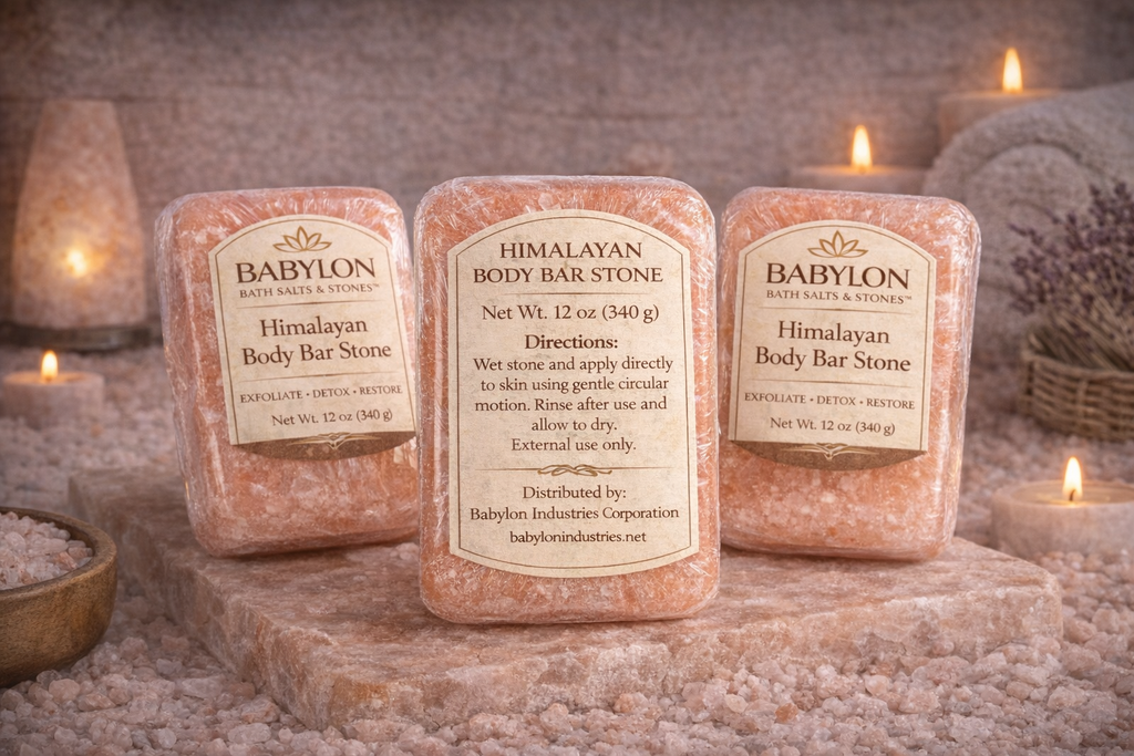 Kala Namak (Himalayan Black Salt) Blend & 1 Body Bar Massage Stone