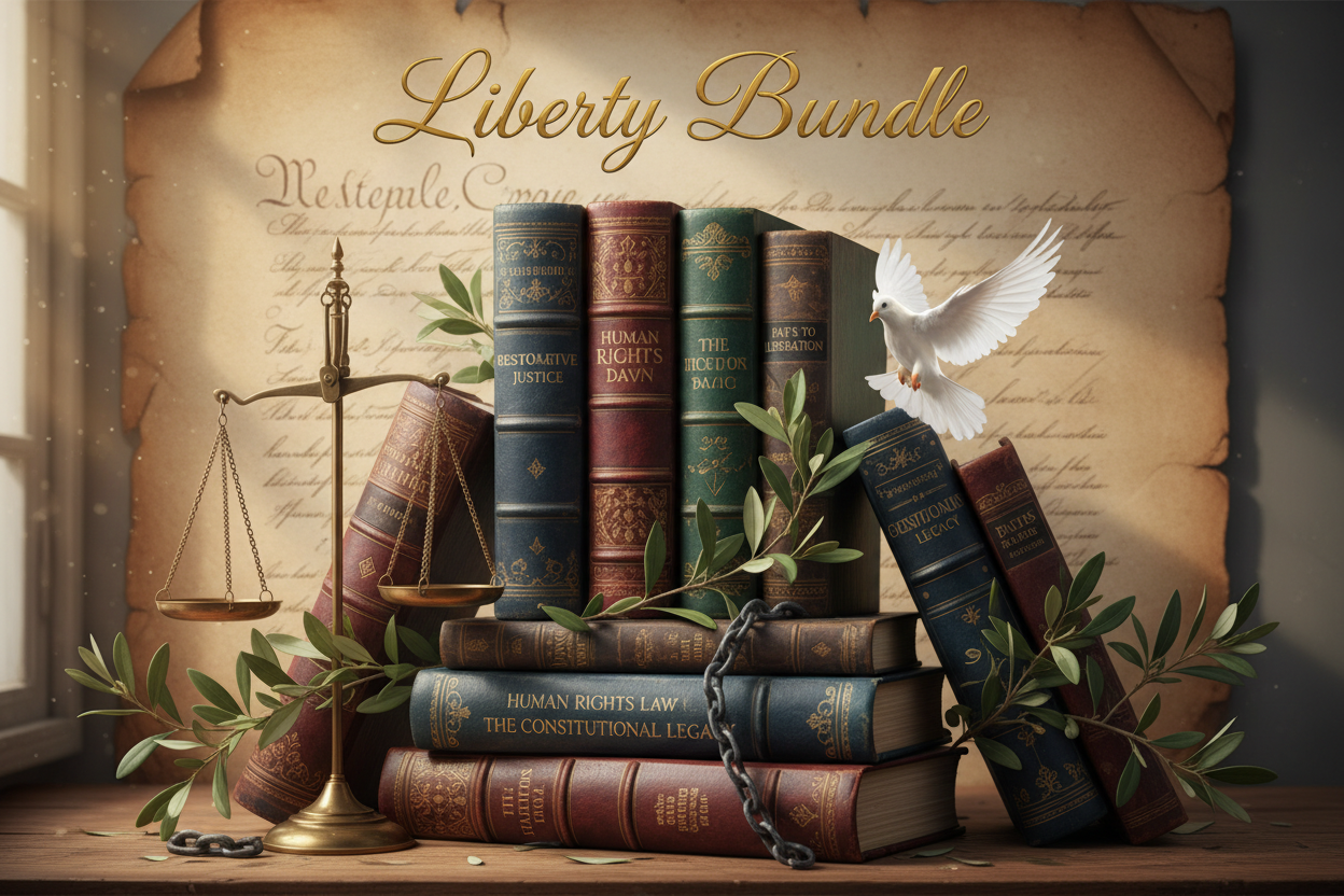 Collection of books that have historical, legal and political tones geared toward restorative justice and human rights called the liberty bundle 